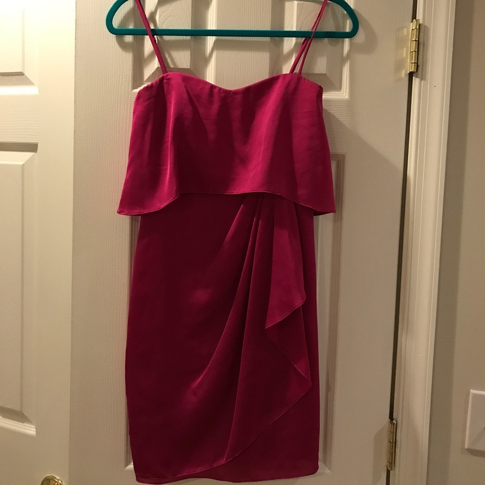 Bright pink formal strapless dress