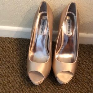 Steve Madden Satin Rhinestone Platform Shoes Used