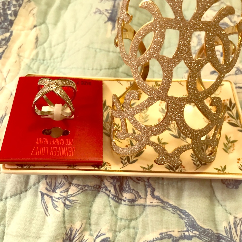 Sparkle cuff bracelet and size 7 ring set