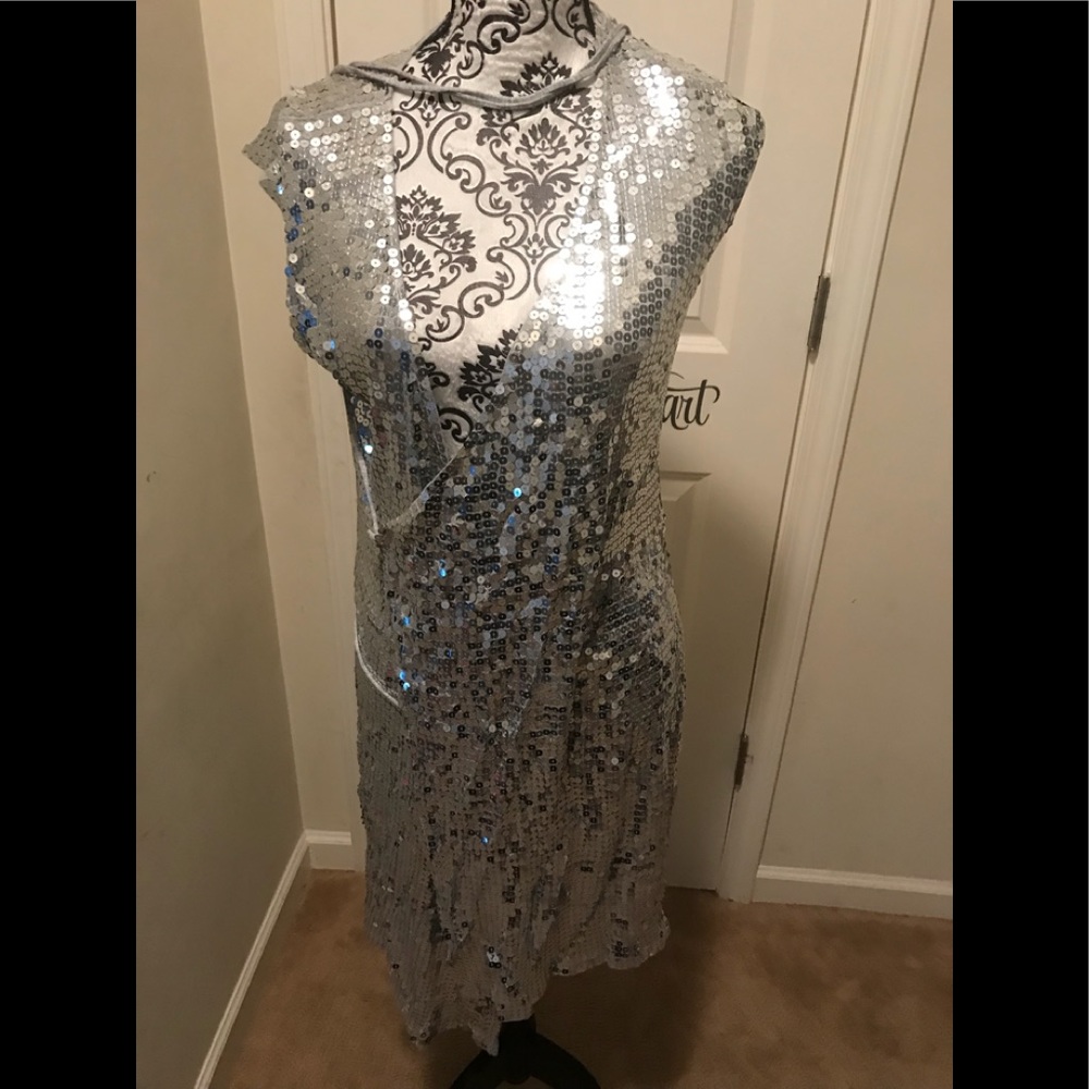 Silver Sequined Michael Kors wrap dress
