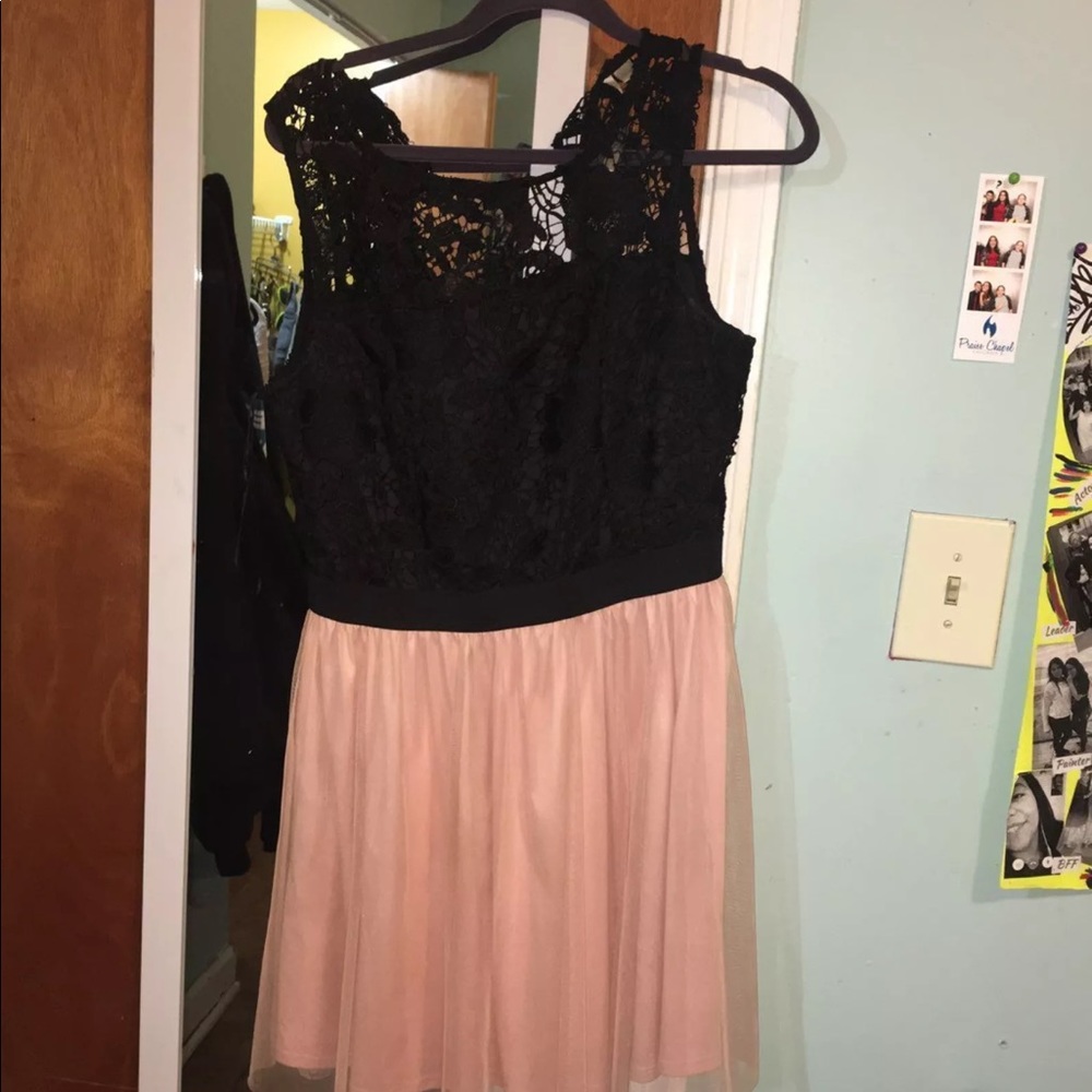 Blush and black dress