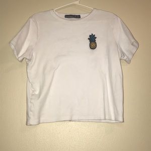 White Crop Top with Pineapple 🍍