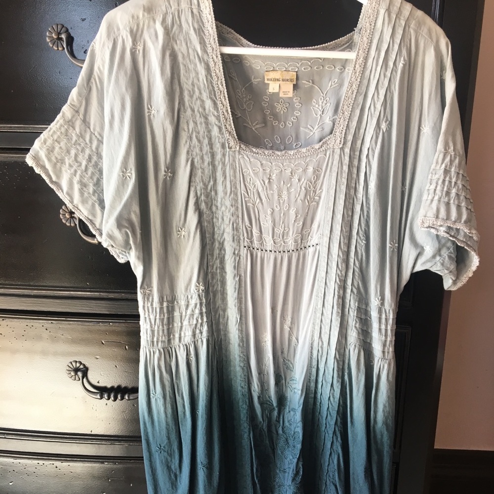 Anthro Holding Horses blue ombre dress