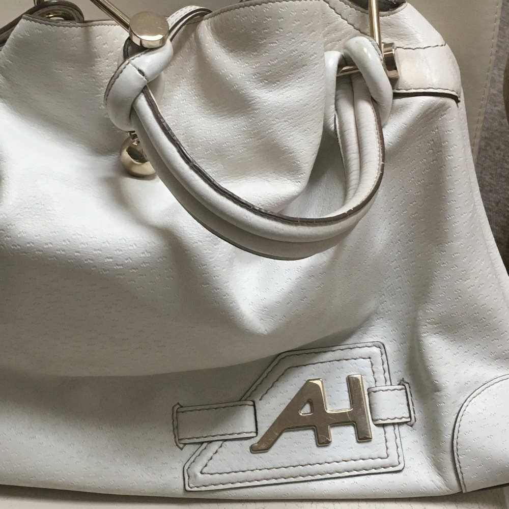 Anya Hindmarch ecru leather bag