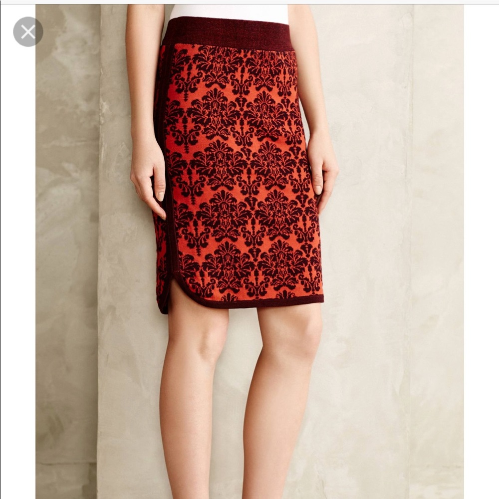 Anthropologie Moth jacquard sweatknit skirt