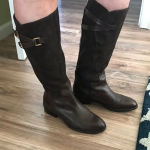 RL Chocolate Brown leather and suede riding boots