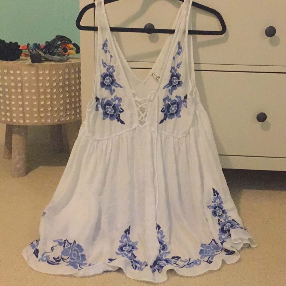 free people aida slip - ivory and blue