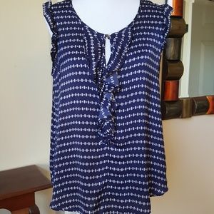 Navy and grey sleeveless blouse