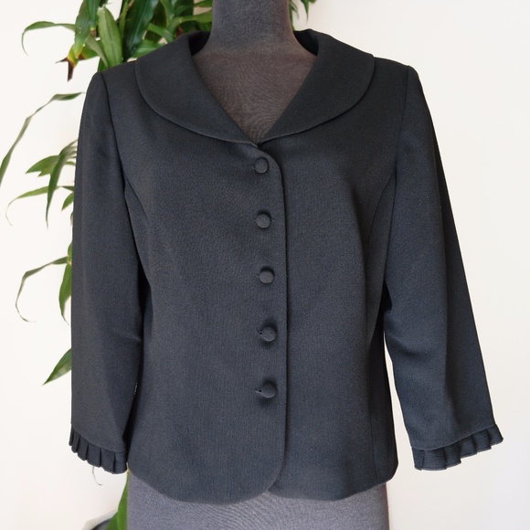 Danny & Nicole Black Jacket w Peter Pan Collar - Picture 1 of 8