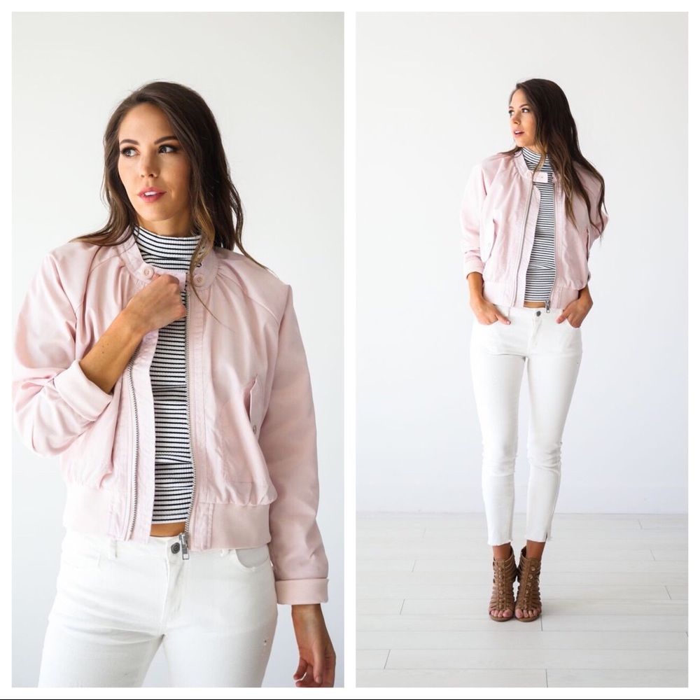 NWOT Free People Midnight Blush Pink Bomber Jacket