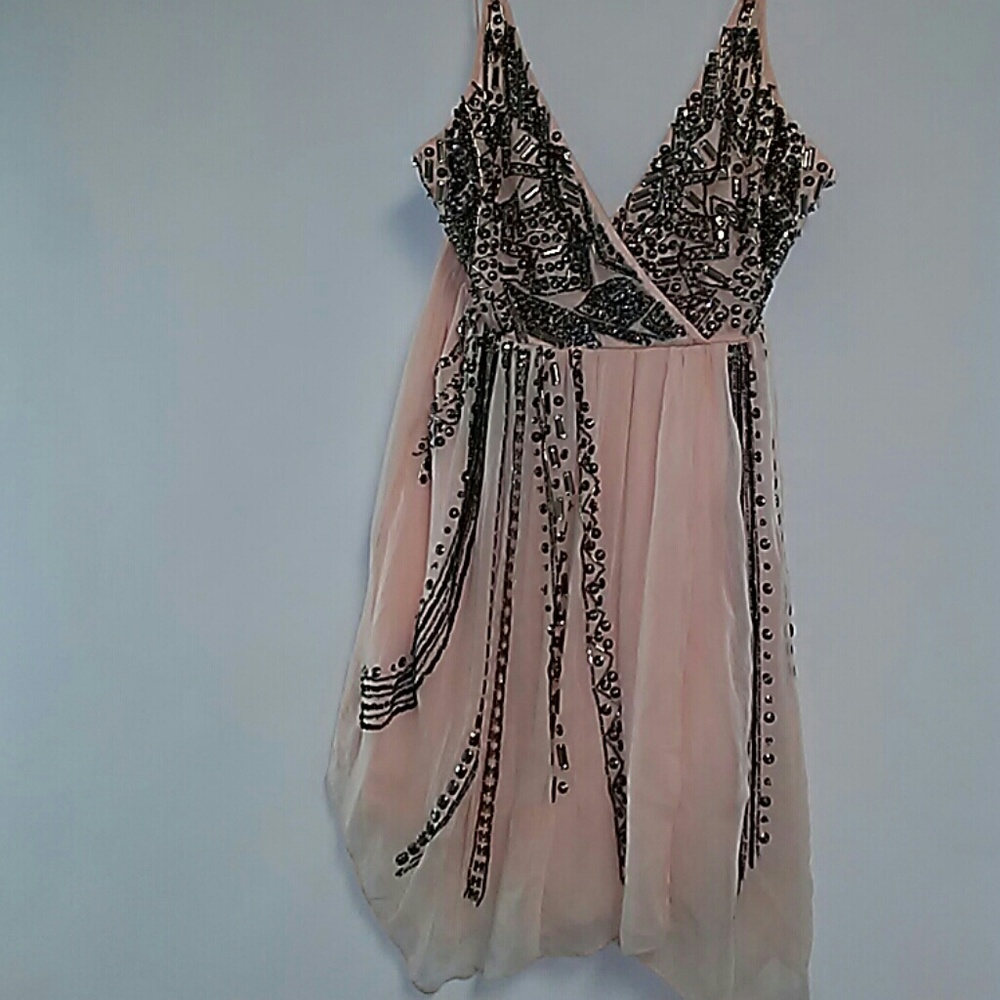 Free People Peach chiffon dress embellished