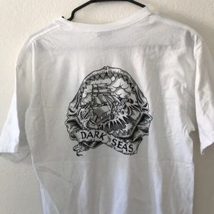 Dark seas shark mouth ship t-shirt