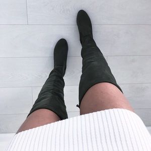 Olive green over the knee boots