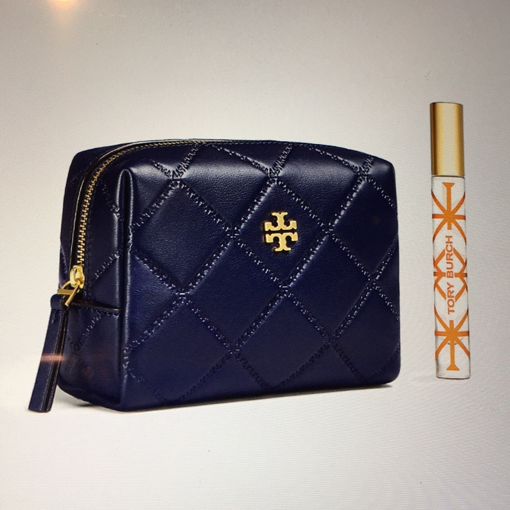 NEW! Tory Burch Georgia small makeup bag! Navy