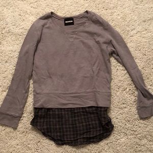 Monrow Sweatshirt with Plaid Bottom