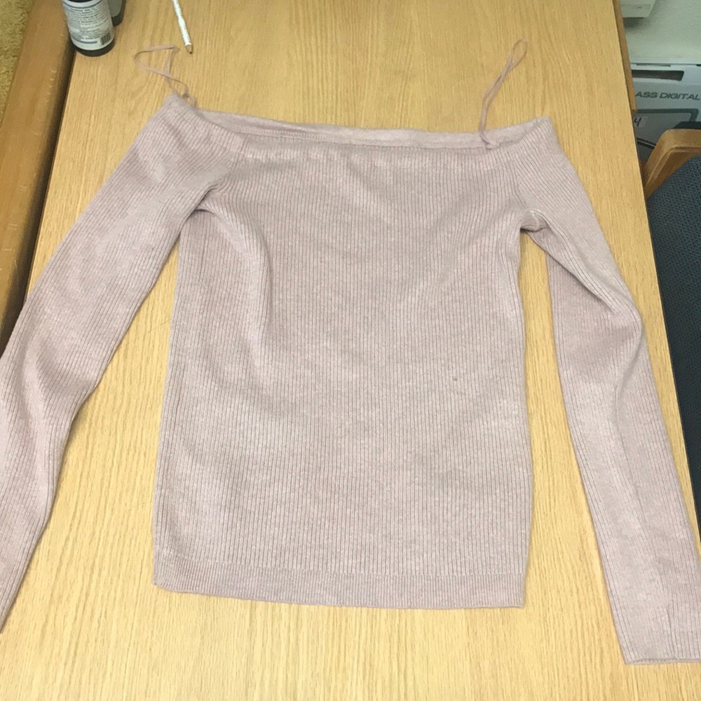 PINK OFF THE SHOULDER SWEATER
