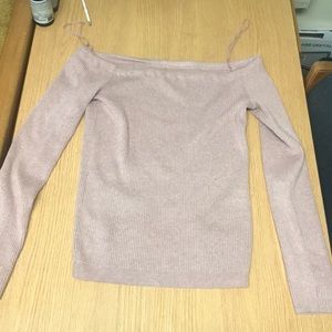 PINK OFF THE SHOULDER SWEATER