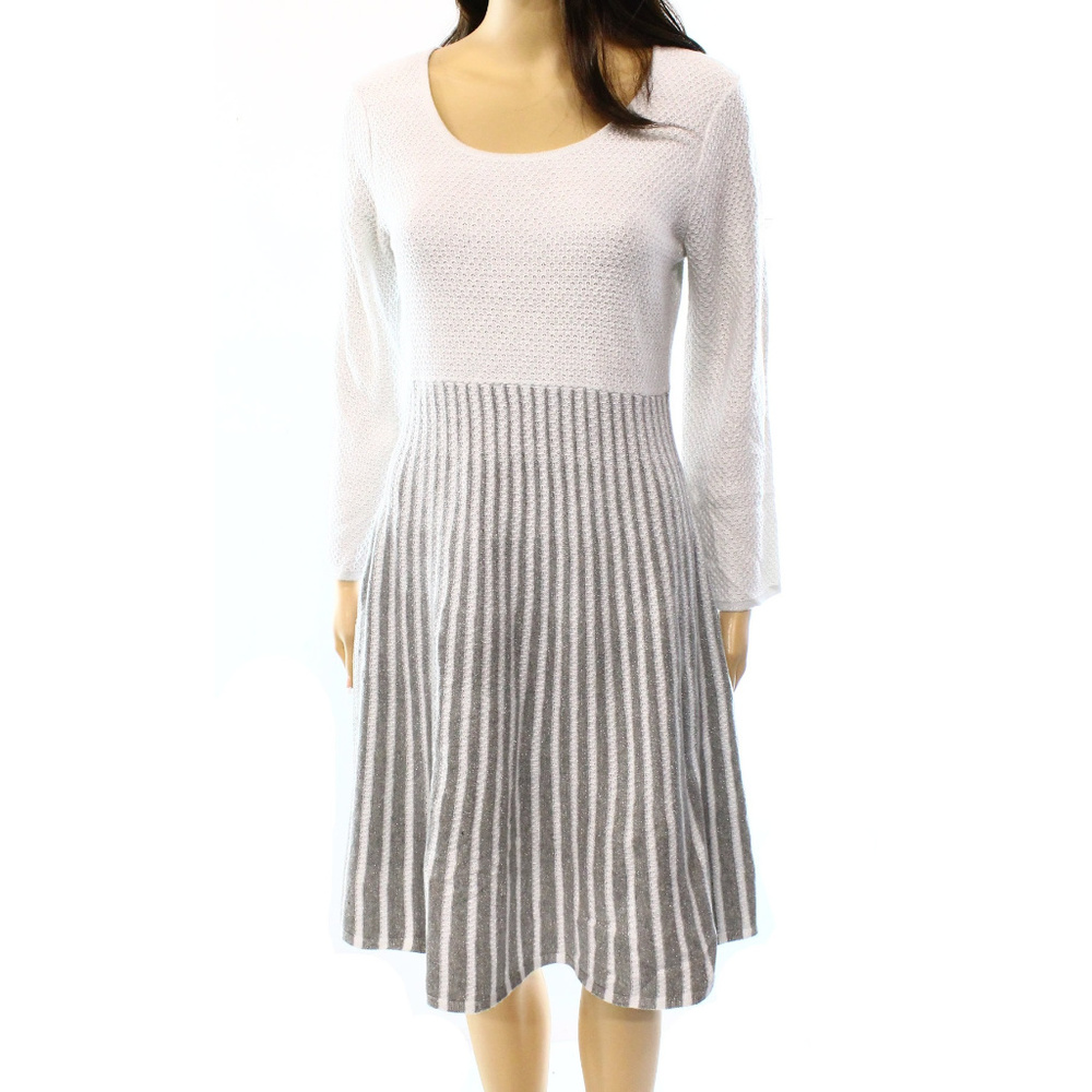 $134 Calvin Klein Silver Metallic Sweater Dress XL