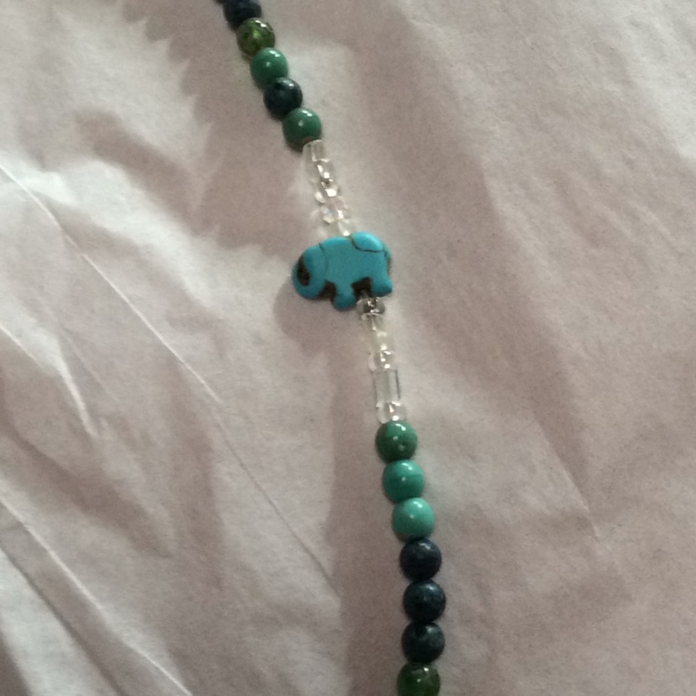 Handmade beaded necklace. 24” elastic