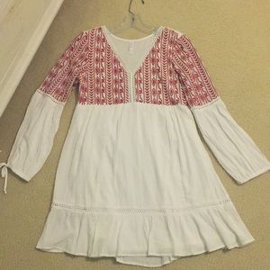 red embroidered dress