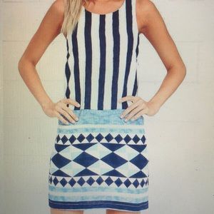 Lulus Queen Ivory and Blue Shift Dress