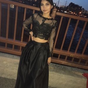 Two piece black prom dress