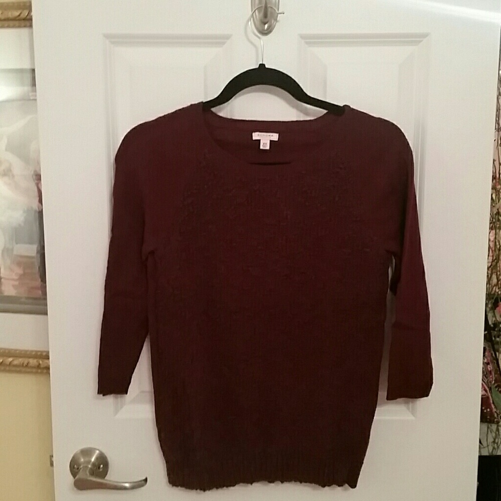 Burgundy Sonoma Sweater w/ 3/4 length sleeves