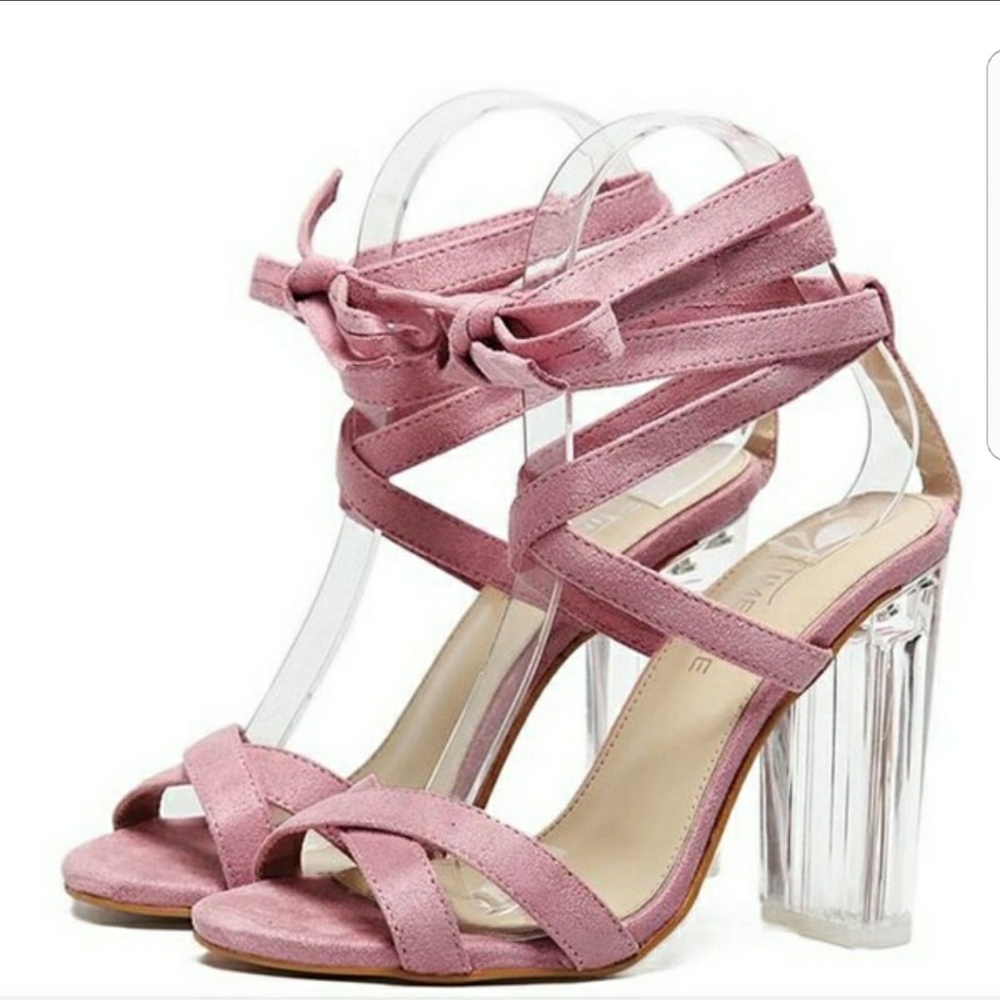 Blush velvet heels