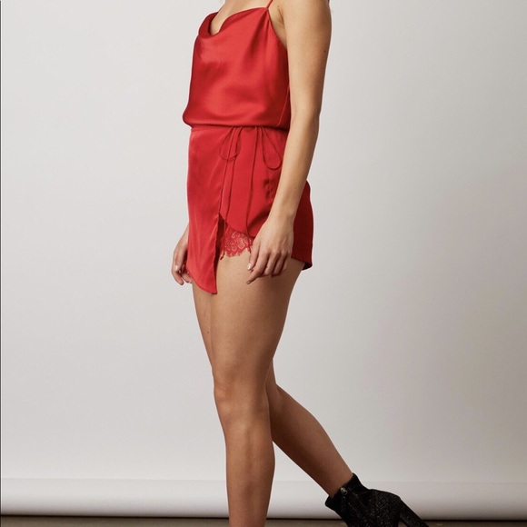 Red Satin Skort - Picture 3 of 4