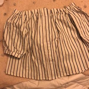 off the shoulder striped shirt