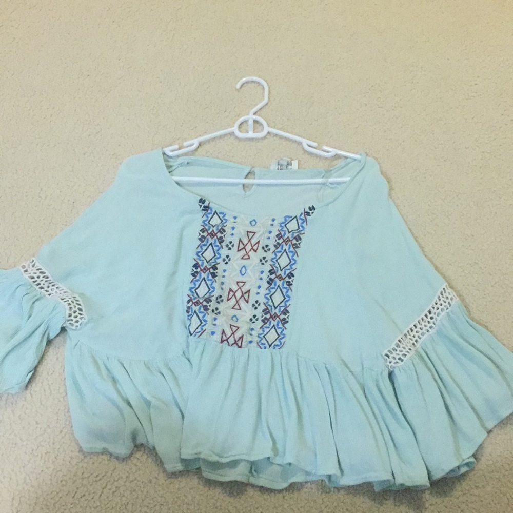 light blue hippie style blouse