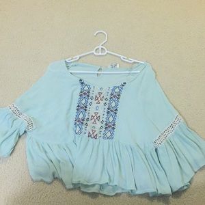 light blue hippie style blouse