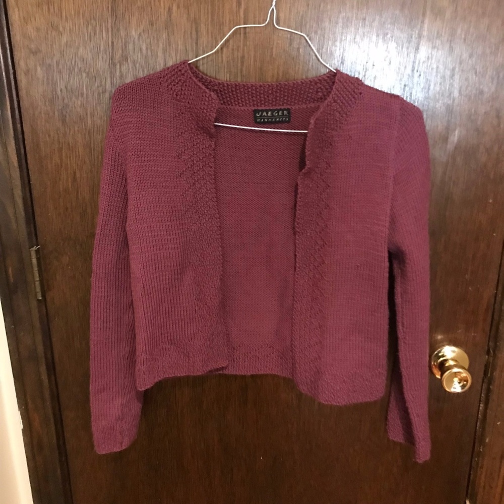 Dark Purple Mauve Handknit Open Cardigan