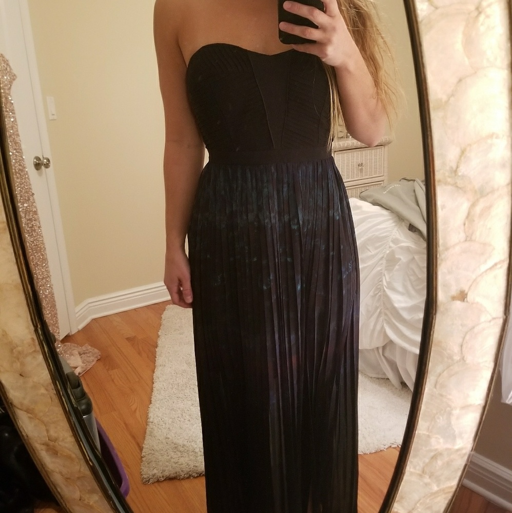 black strapless gown