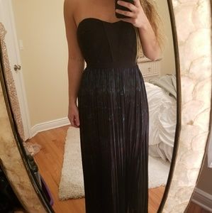 black strapless gown