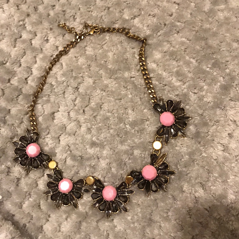 J.Crew necklace with pink flower details