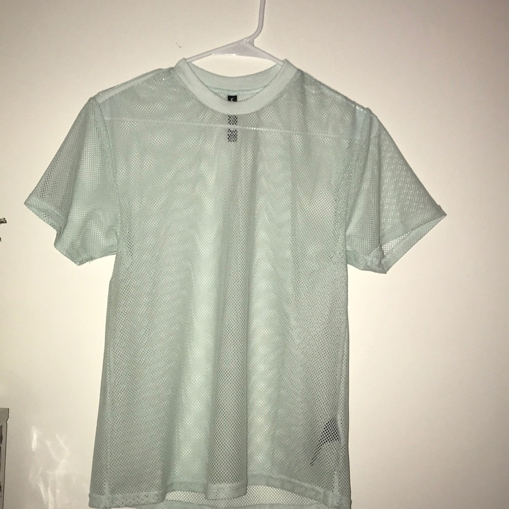 Mesh/fishnet short sleeve t-shirt in mint - Picture 1 of 3