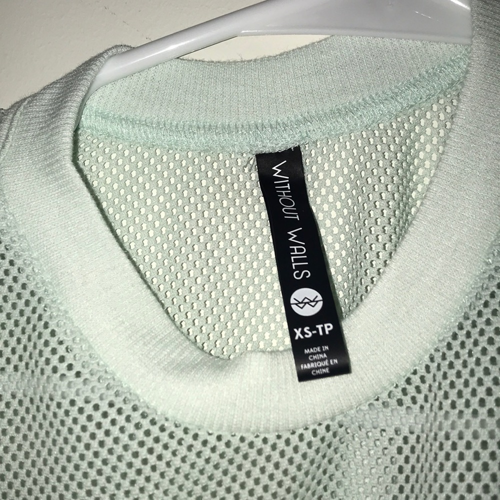 Mesh/fishnet short sleeve t-shirt in mint - Picture 3 of 3