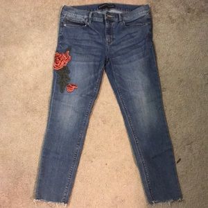 Embroidered Cropped Skinnies. Express. Brand New