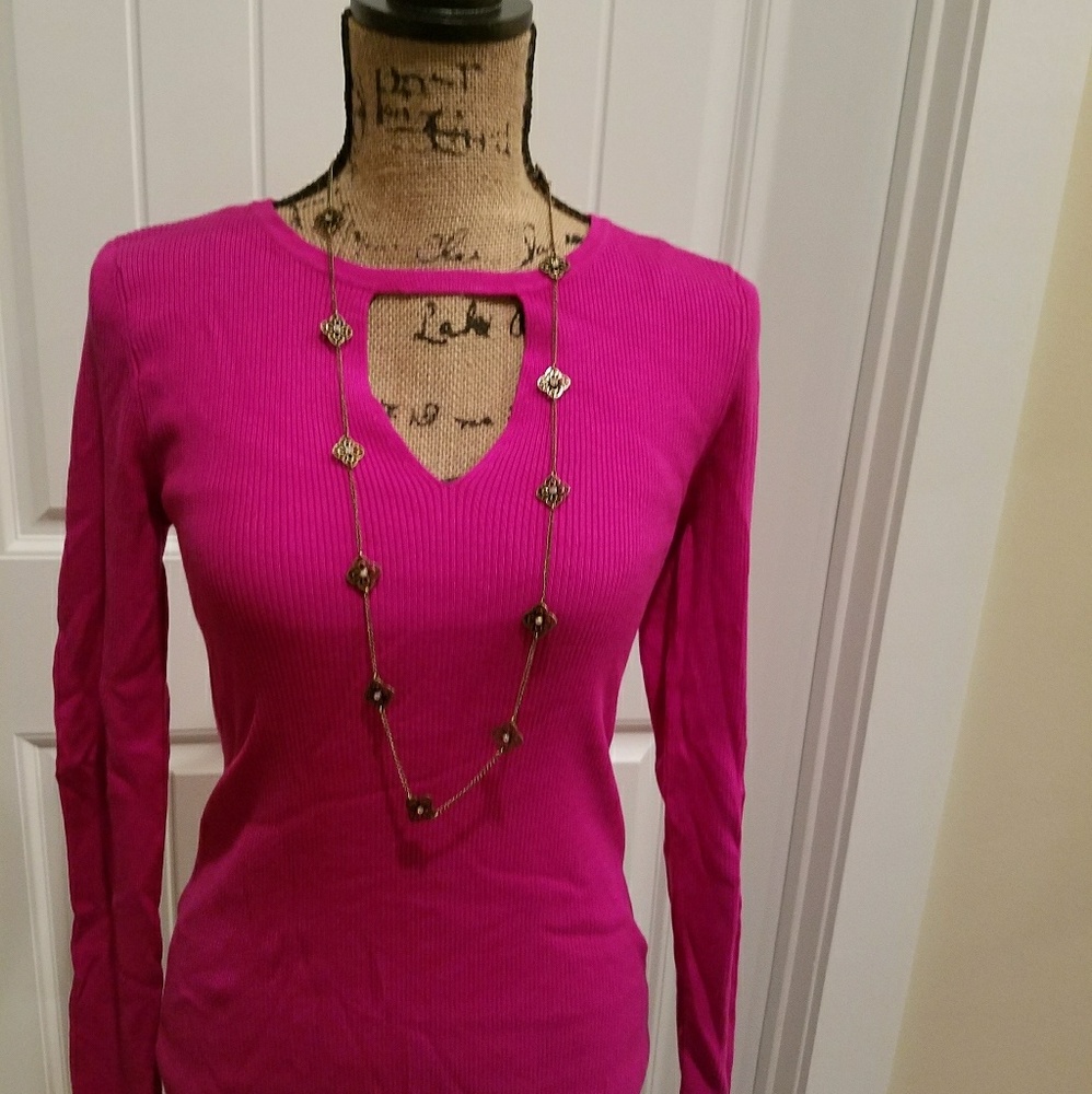 NWT large form fitting INC choker collar pink long