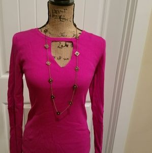 NWT large form fitting INC choker collar pink long