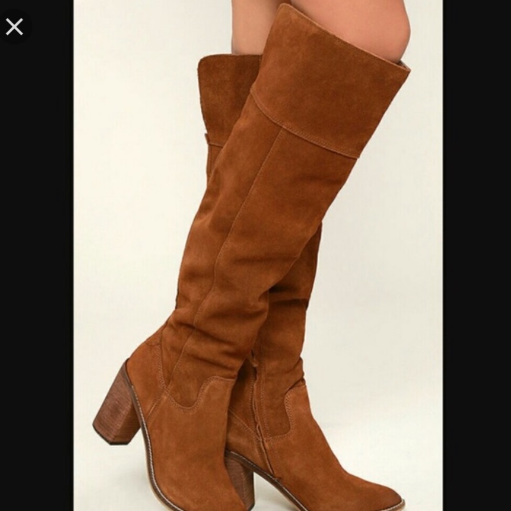 STEVE MADDEN PALISADE CHESTNUT KNEE HIGH BOOTS