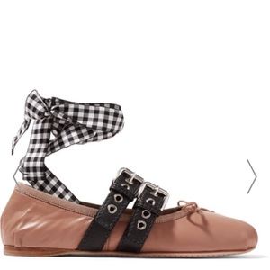 Designer inspired Pink Lace Up Ballet Flats