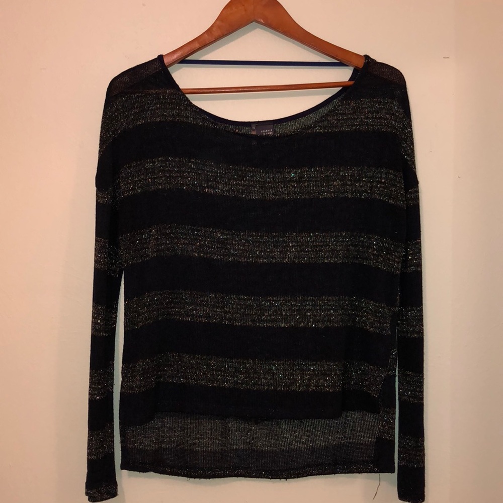 Sparkle Stripe High Low Light Weight Knit Sweater