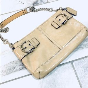 Coach Patent Leather Nude Purse w/Buckle Detail