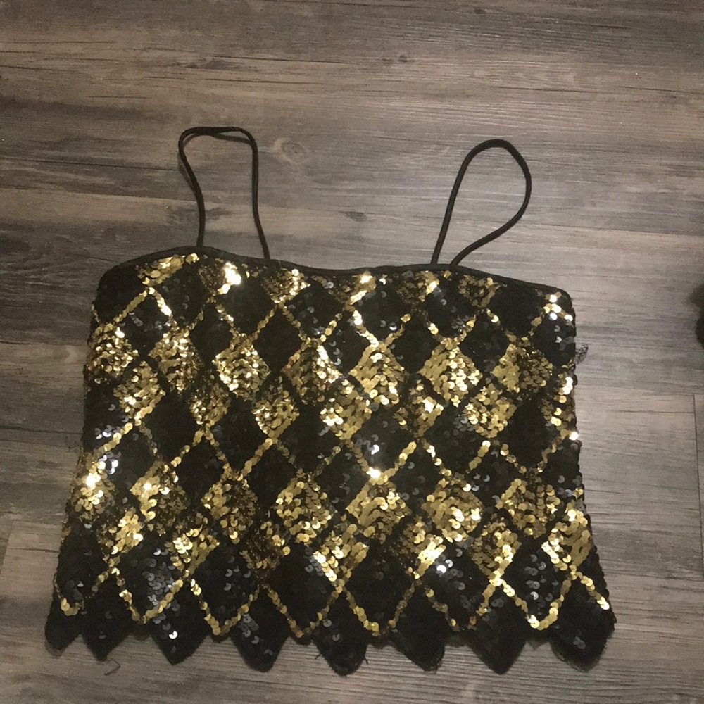 Beautiful black and gold sequin top