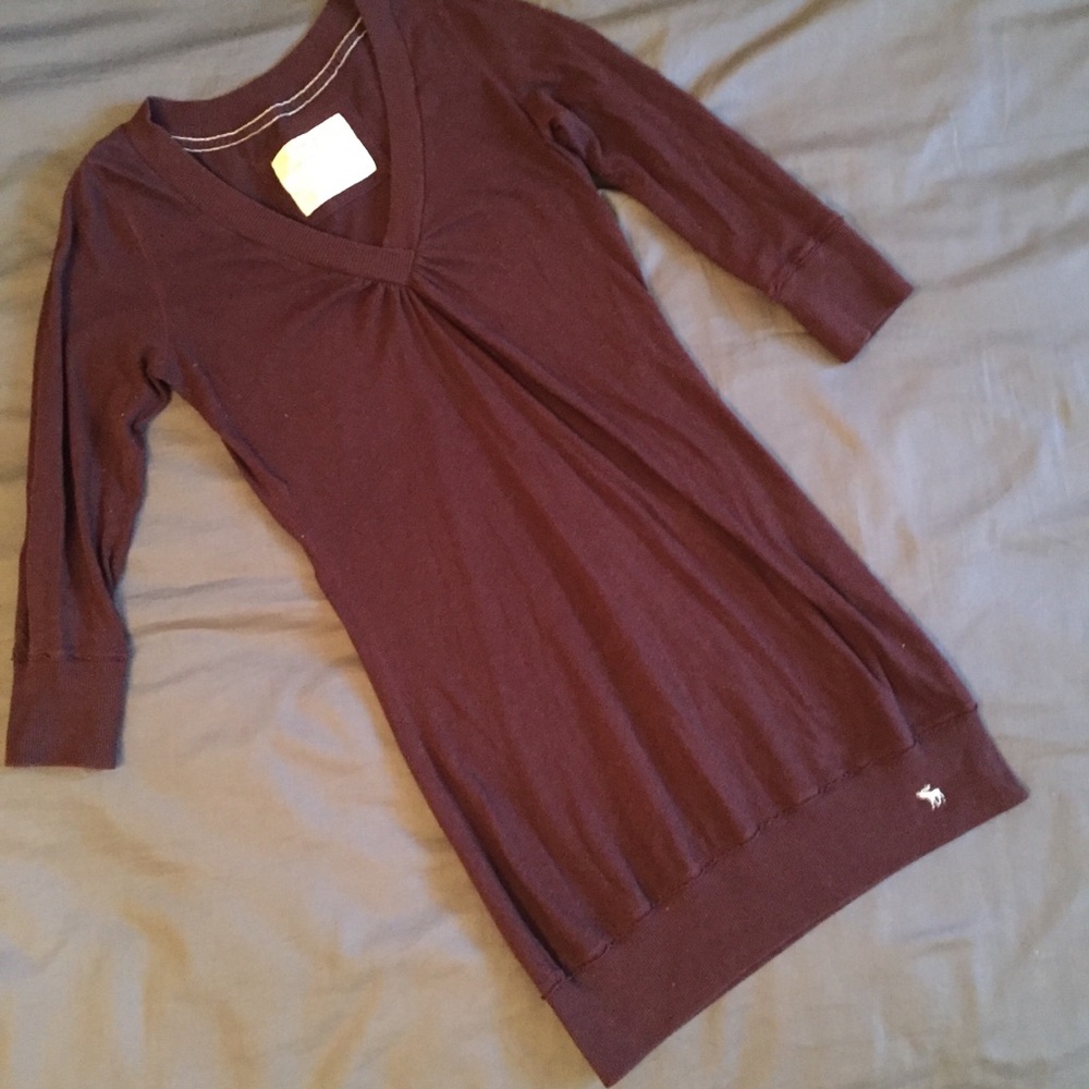 abercrombie brown 3/4 sleeve shirt