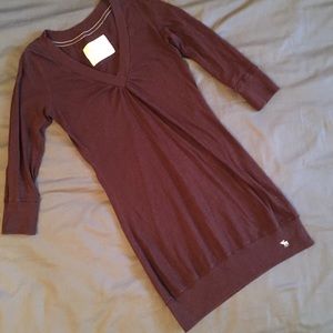 abercrombie brown 3/4 sleeve shirt