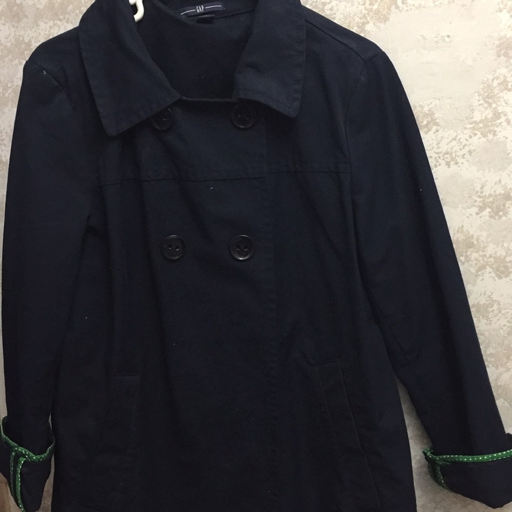 Gap trench coat with green polka dot lining!