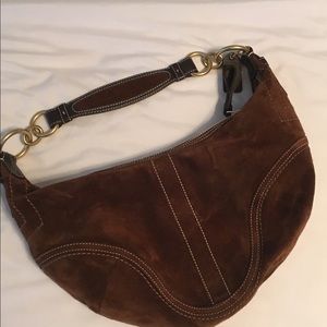 Small brown suede Coach bag